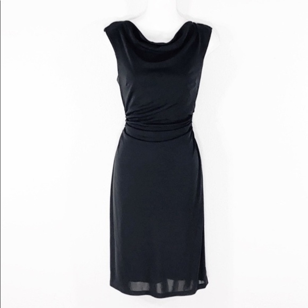 NWT David Meister black cowl neck sheath dress 12 KK15